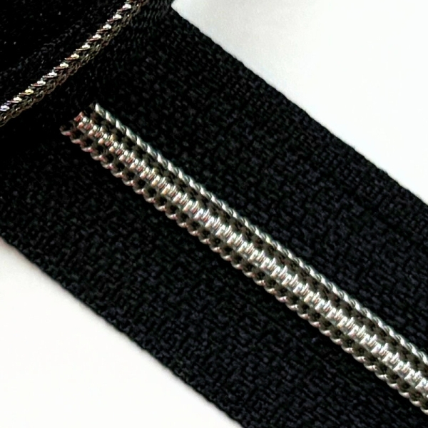 Feiner Reißverschluss Schwarz Silber Braungrau
